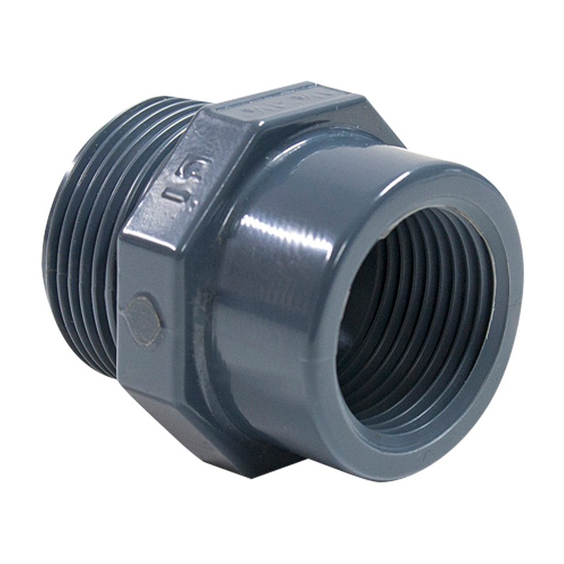 Перехідник ПВХ Hidroten 1002472, різьбове з'єднання НР-ВР, 3/4"-1/2"